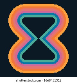 Seamless geometric vintage wallpaper, vector illustration. Pixel art retro pattern. 8 bit 