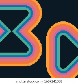 Seamless geometric vintage wallpaper, vector illustration. Pixel art retro pattern. 8 bit 