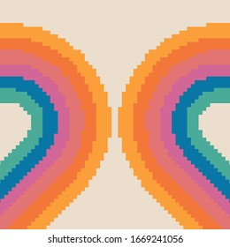 Seamless geometric vintage wallpaper, vector illustration. Pixel art retro pattern. 8 bit 