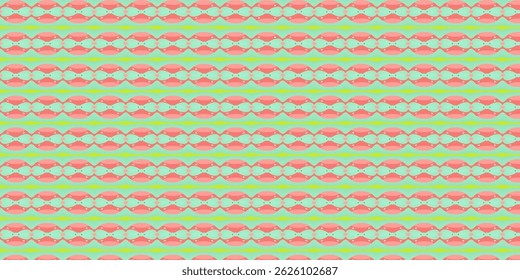 Seamless Geometric Wave and Diamond Pattern in Green Tones