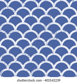 Seamless geometric wave pattern with grunge texture. Vector illustration.