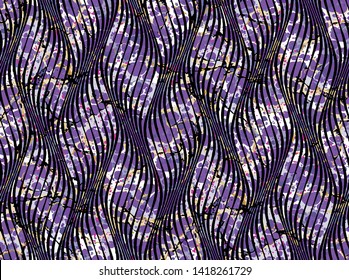 Seamless geometric wave violet marbling pattern