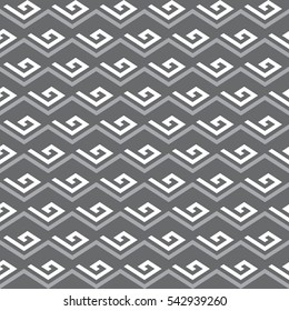 Seamless geometric waves pattern in grey and white colors. Vector.