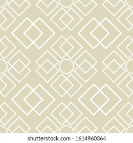 Seamless geometric white design on olive green background. Vector illustration