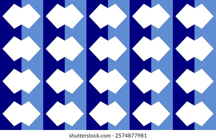 Seamless geometric white double diamond pattern on two tone blue, blue diamond checkerboard, chessboard seamless Repeat seamless pattern design for fabric print or background, blue column strip