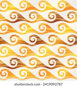 Nahtloses geometrisches weißes Muster mit goldgestreiften Wellen. Vektorbild
