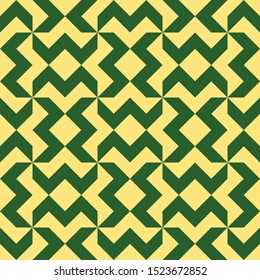 Seamless geometric Yellow and Green pattern with zigzags. Can be used in textiles, for book design, website background
