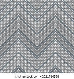 Seamless geometric zig zag pattern. Abstract striped textured herringbone. Abstract pixel background design postcard, cover, flyer. Vector.