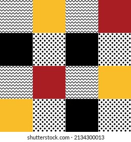 Seamless geometric, zig zag with polka dot pattern. Vector Illustration.