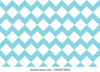 Seamless geometric zigzag pattern with blue and white diamonds. Modern and minimalist design, perfect for backgrounds, textiles, packaging, and digital projects.