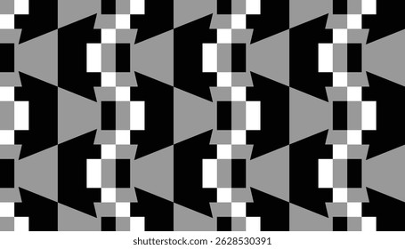 Motif harmonieux géométrique en zigzag en noir, blanc et gris. Arrière-plan abstrait Image vectorielle d'inspiration tribale, idéal pour la mode, l'impression et le design numérique