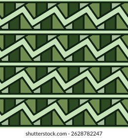 Seamless Geometric Zigzag Pattern in Green Olive