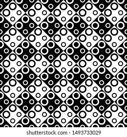 Seamless geometrical abstract circle pattern background - black and white vector design from circles