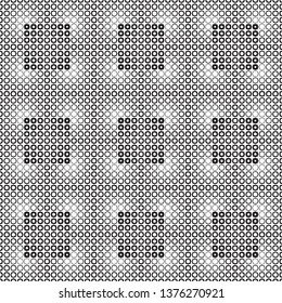 Seamless geometrical abstract half tone background. A modern pattern from infinitely repeating geometrical figures, crosses, polygons. Vector template.