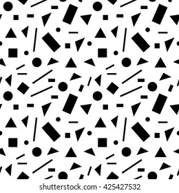 Seamless geometrical abstract pattern. Geometric abstract background. Seamless abstract pattern with basic shapes. Vector illustration.