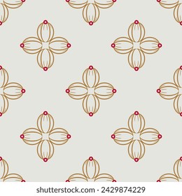 Seamless geometrical abstract pattern with square cross shape motifs. On white background.