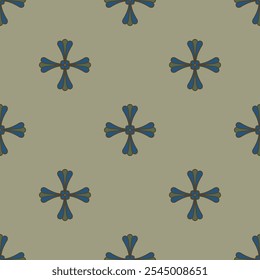 Seamless geometrical abstract pattern with stylized cross shapes. 