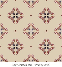 Seamless geometrical animal pattern with heads of African antelope Bongo. (Tragelaphus eurycerus).