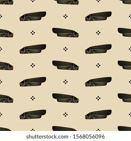 Seamless geometrical animal pattern with silhouettes of stylized grasshopper, locust or cicada. Ancient Mesopotamian motif.