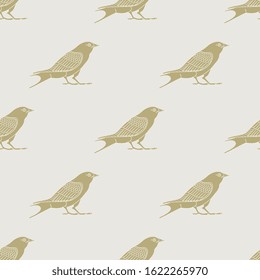 Seamless geometrical animal pattern with silhouettes of stylized birds. Ancient Egyptian motif.
