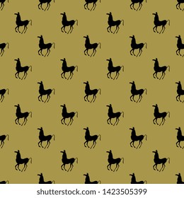 Seamless geometrical animal pattern with small silhouettes of stylized horses.