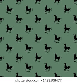 Seamless geometrical animal pattern with small silhouettes of stylized horses.