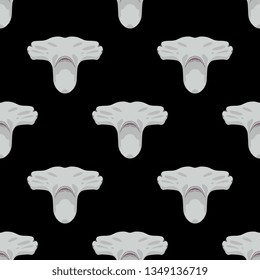 
Seamless geometrical animal pattern with stylized heads of hammer fish or hammerhead shark. Flat cartoon style.