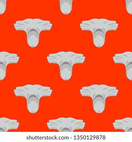 Seamless geometrical animal pattern with stylized heads of hammer fish or hammerhead shark. Flat cartoon style.