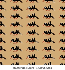 Seamless geometrical animal pattern with stylized funny birds. Ancient Peruvian ethnic motif.