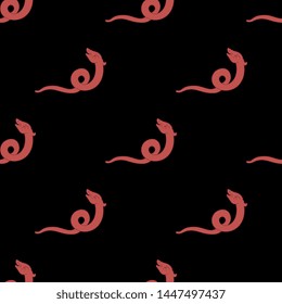
Seamless geometrical animal pattern with stylized snakes. Medieval Russian folk motif.
