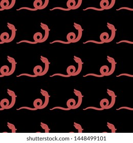 Seamless geometrical animal pattern with stylized snakes. Medieval Russian folk motif.