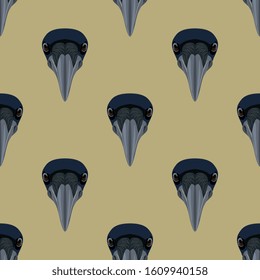 Seamless geometrical animal pattern with stylized raven's heads.