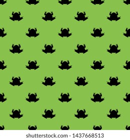 Seamless geometrical animal polka dot pattern with small silhouettes of frogs or toads.