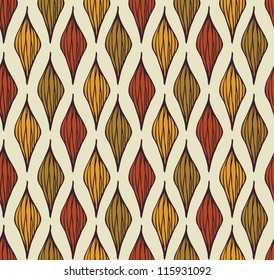 Seamless geometrical autumn pattern. Colorful endless texture with stylized linear leaves, template for design and decoration