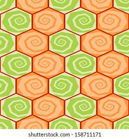 seamless geometrical background with hexagons and spirals