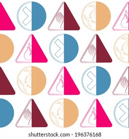 seamless geometrical background with warning signs