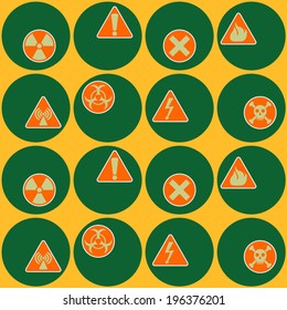 seamless geometrical background with warning signs