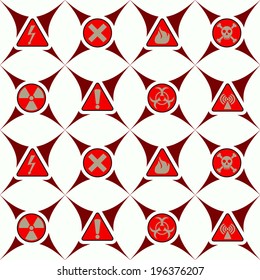 seamless geometrical background with warning signs