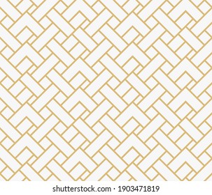 Seamless geometrical background. White and gold texture. Modern abstract wallpaper with stripes, lines. Simple lattice graphic design. Vector.