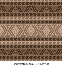Seamless geometrical boho ethnic pattern with arrows. Tribal aztec motives.