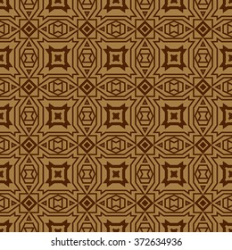 Seamless geometrical boho pattern in brown shades. Ethnic aztec motives.