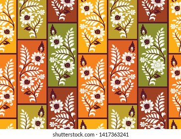 Seamless geometrical colorful floral pattern