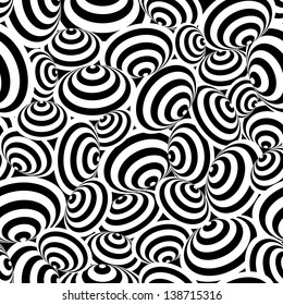 Seamless geometrical contrast background with black and white circles