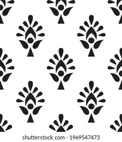 Seamless geometrical damask pattern on white