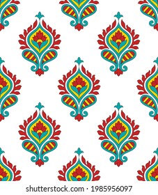 Seamless geometrical damask pattern on white