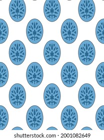 Seamless geometrical damask pattern in oval and white background