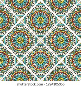Seamless geometrical damask pattern with white background