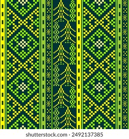 seamless geometrical Dark Green and yellow color scheme weaving pattern