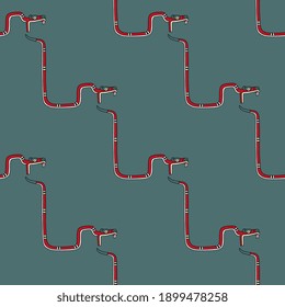 Seamless geometrical diagonal animal pattern with fantastic snakes. Native American art of Aztec Indians.