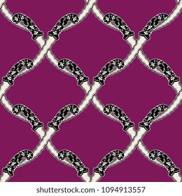 Seamless geometrical diagonal pattern with ancient oriental daggers.